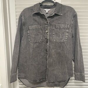 Time and Tru Denim Button Up Shirt Washed Black (Size 4-6)